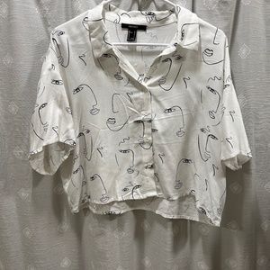 White Button Down Crop Top